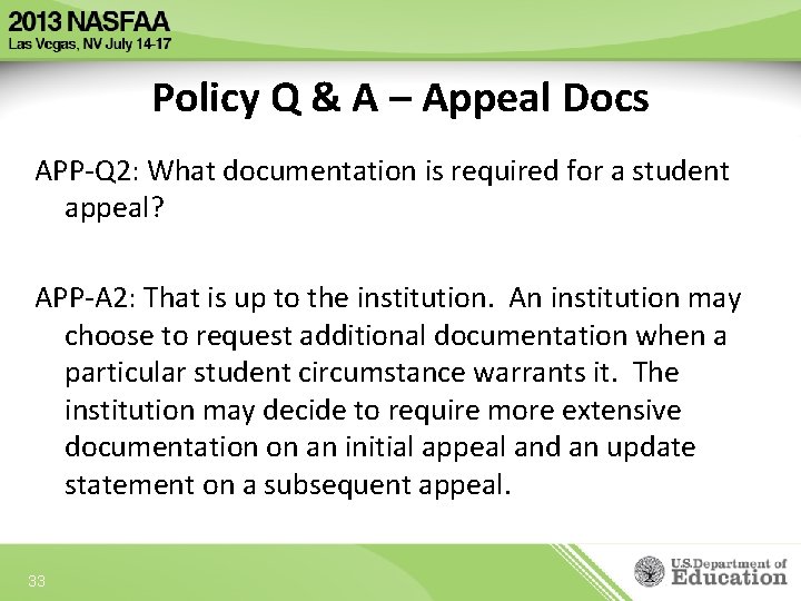 Policy Q & A – Appeal Docs APP-Q 2: What documentation is required for