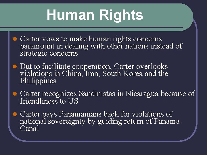 Human Rights l Carter vows to make human rights concerns paramount in dealing with