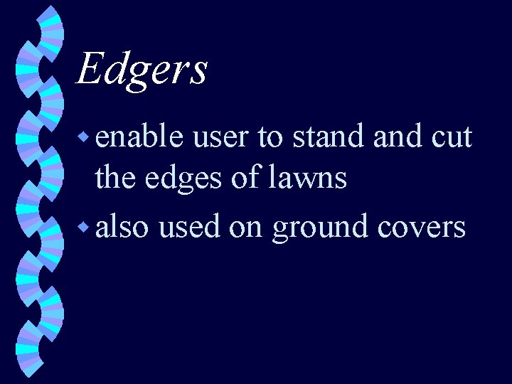 Edgers w enable user to stand cut the edges of lawns w also used