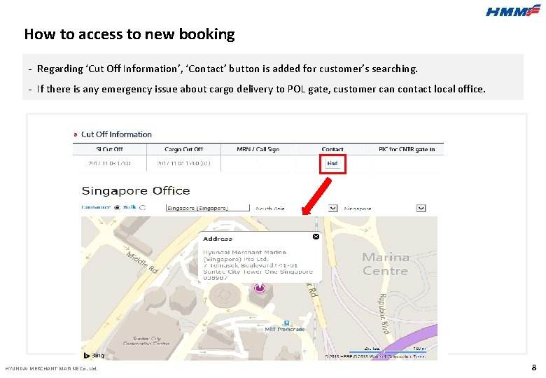 How to access to new booking - Regarding ‘Cut Off Information’, ‘Contact’ button is