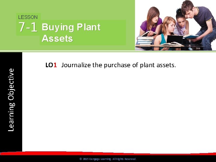 LESSON 7 -1 Buying Plant Learning Objective Assets LO 1 Journalize the purchase of