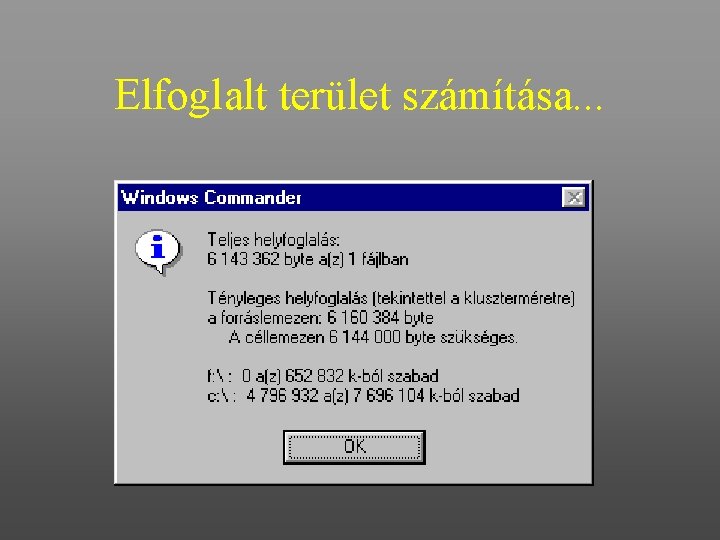 Elfoglalt terület számítása. . . 