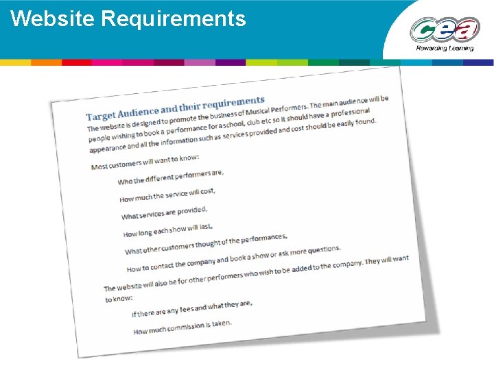 Website Requirements 