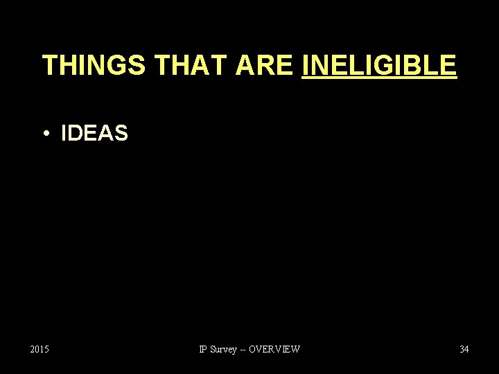 THINGS THAT ARE INELIGIBLE • IDEAS 2015 IP Survey -- OVERVIEW 34 