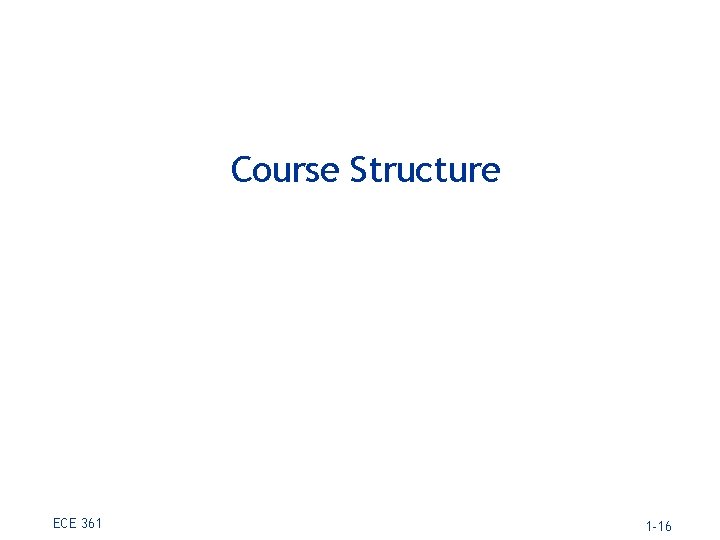 Course Structure ECE 361 1 -16 