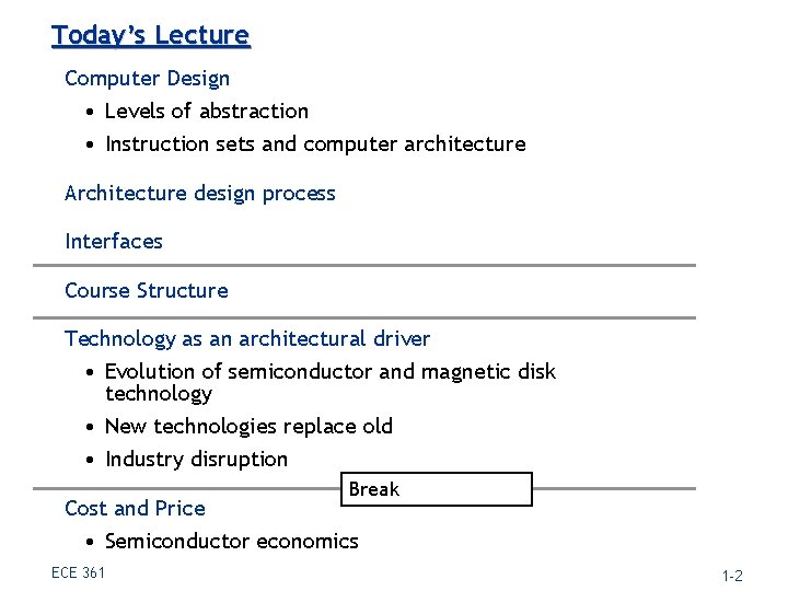 Today’s Lecture Computer Design • Levels of abstraction • Instruction sets and computer architecture