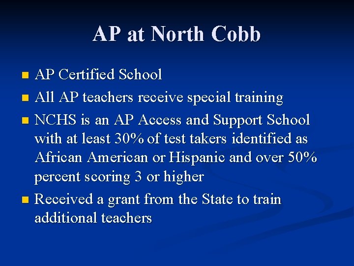 AP Honors Parent and Student Night North Cobb