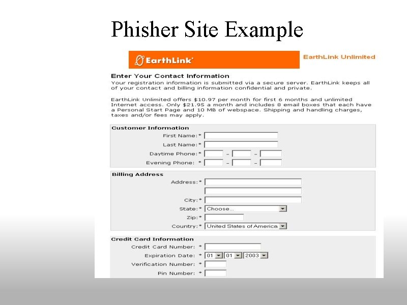Phisher Site Example 