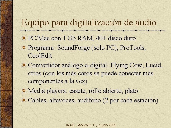 Equipo para digitalización de audio PC/Mac con 1 Gb RAM, 40+ disco duro Programa: