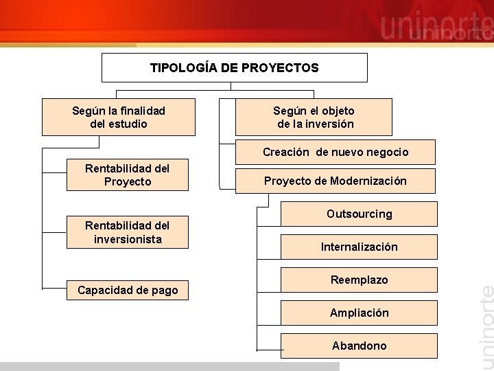 TIPOLOGÍA DE PROYECTOS Según la finalidad del estudio Según el objeto de la inversión