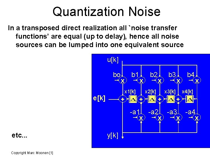 Quantization Noise In a transposed direct realization all `noise transfer functions’ are equal (up