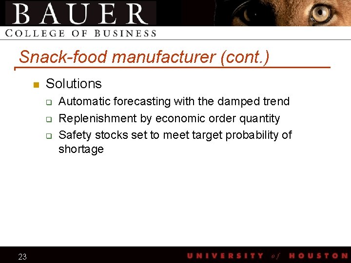 Snack-food manufacturer (cont. ) n Solutions q q q 23 Automatic forecasting with the