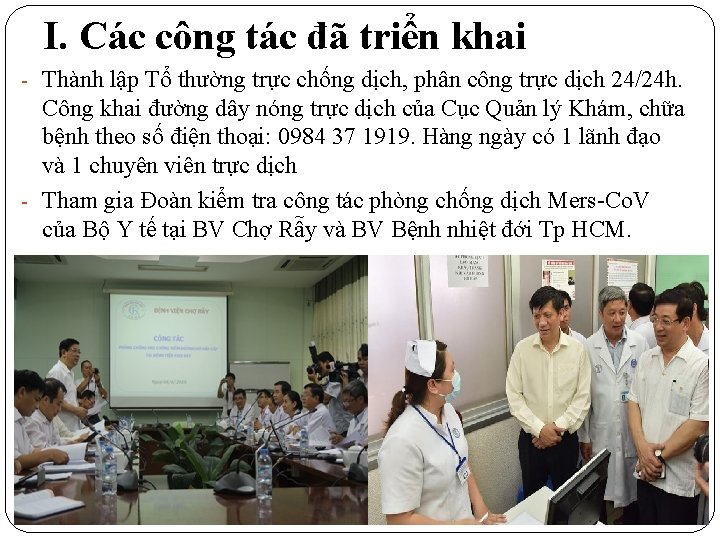 I. Các công tác đã triển khai - Thành lập Tổ thường trực chống