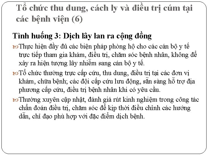 Tổ chức thu dung, cách ly và điều trị cúm tại các bệnh viện