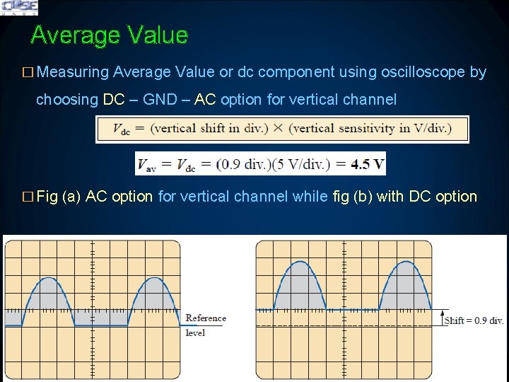 Average Value � Measuring Average Value or dc component using oscilloscope by choosing DC