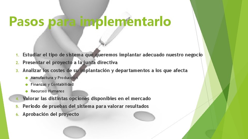 Pasos para implementarlo 1. Estudiar el tipo de sistema queremos implantar adecuado nuestro negocio
