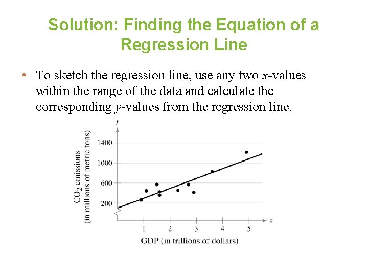 Solution: Finding the Equation of a Regression Line • To sketch the regression line,