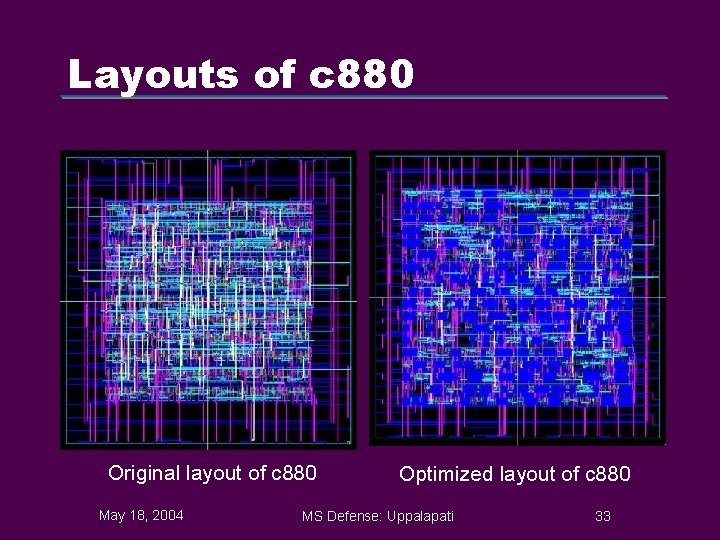 Layouts of c 880 Original layout of c 880 May 18, 2004 Optimized layout