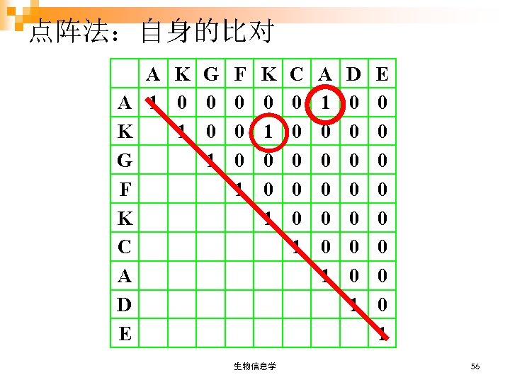 点阵法：自身的比对 A K G A 1 0 0 K 1 0 G 1 F