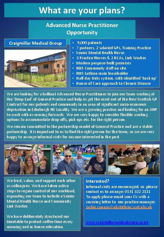 What are your plans Advanced Nurse Practitioner Opportunity