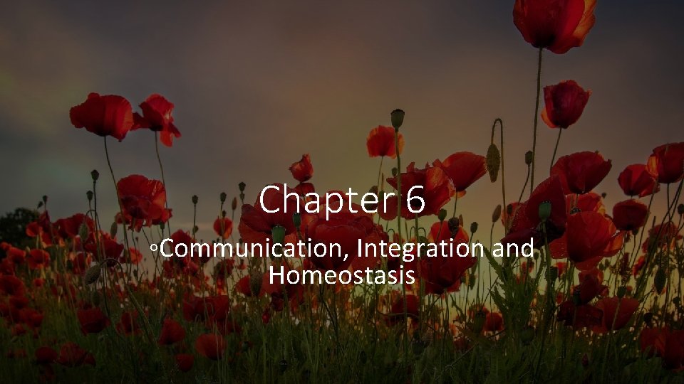 Chapter 6 ◦Communication, Integration and Homeostasis 