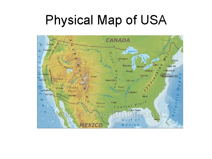 Physical Map of USA 
