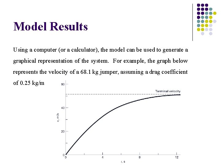 Model Results Using a computer (or a calculator), the model can be used to