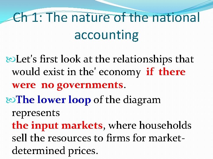 Ch 1: The nature of the national accounting Let's first look at the relationships