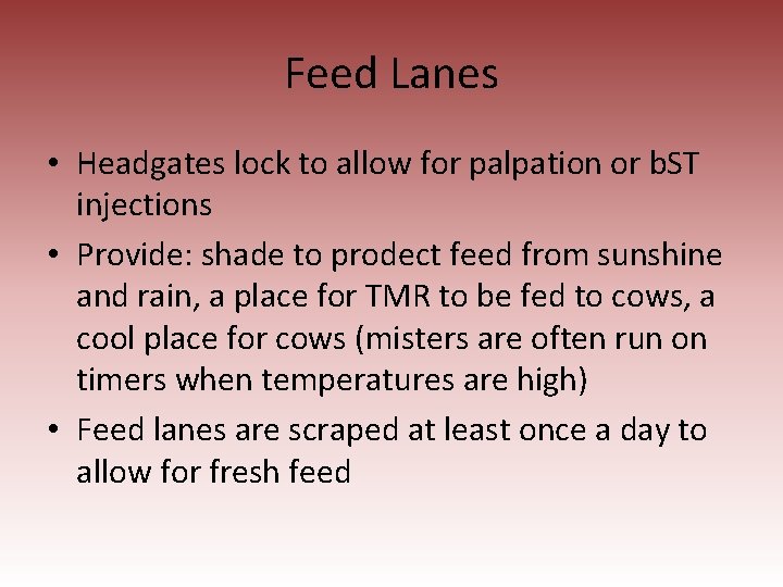 Feed Lanes • Headgates lock to allow for palpation or b. ST injections •