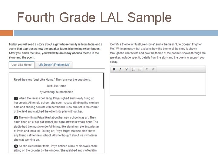 Fourth Grade LAL Sample 