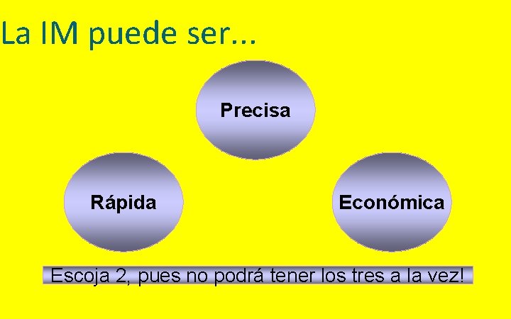 La IM puede ser. . . Precisa Rápida Económica Escoja 2, pues no podrá