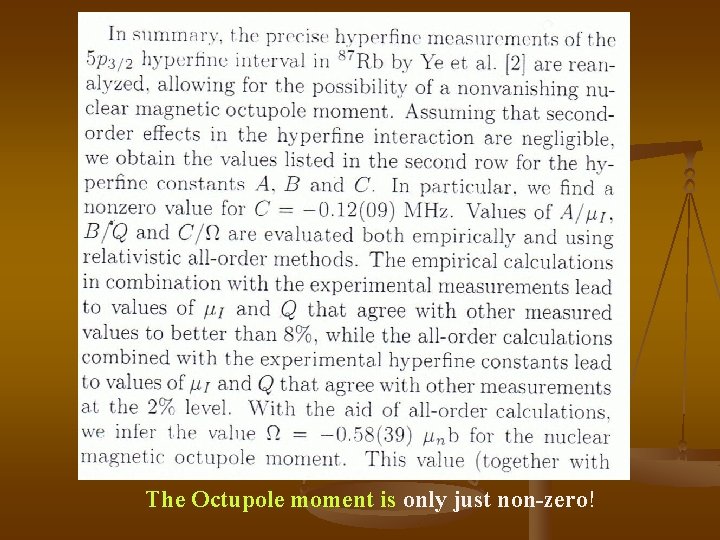 The Octupole moment is only just non-zero! 