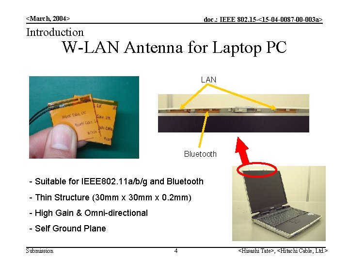 <March, 2004> doc. : IEEE 802. 15 -<15 -04 -0087 -00 -003 a> Introduction