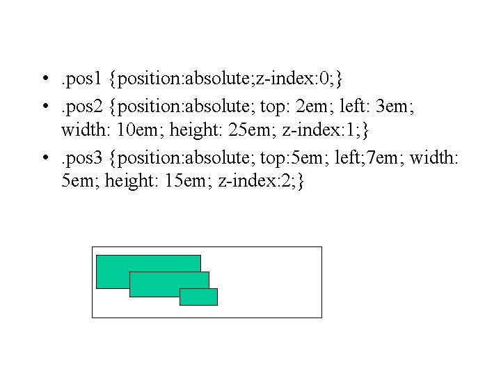  • . pos 1 {position: absolute; z-index: 0; } • . pos 2