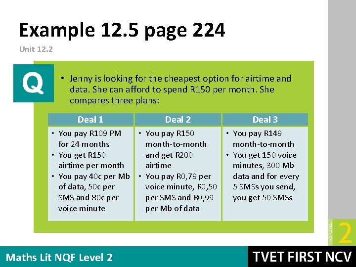 Example 12. 5 page 224 Unit 12. 2 • Jenny is looking for the