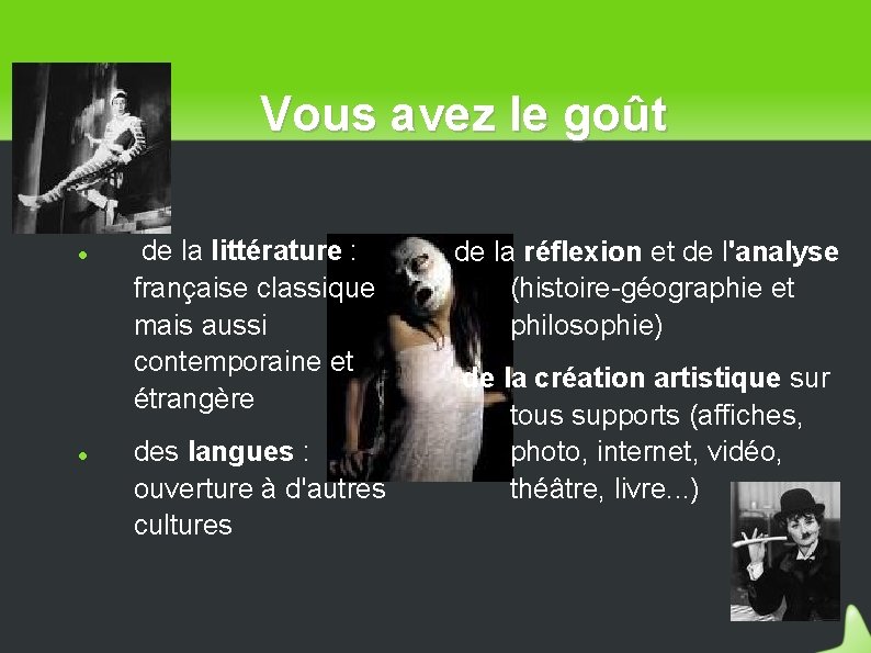 Vous avez le goût de la littérature : française classique mais aussi contemporaine et