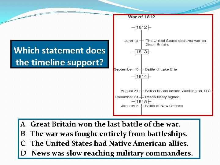 Which statement does the timeline support? A B C D Great Britain won the