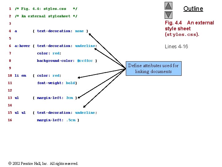 1 /* Fig. 4. 4: styles. css 2 /* An external stylesheet */ 3
