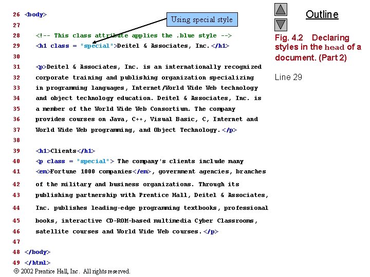 26 <body> 27 28 <!-- This class attribute applies the. blue style --> 29
