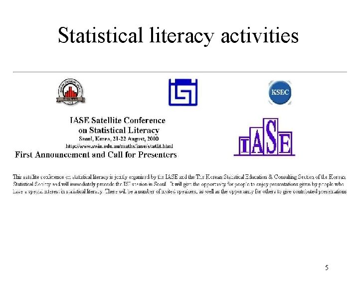 Statistical literacy activities 5 