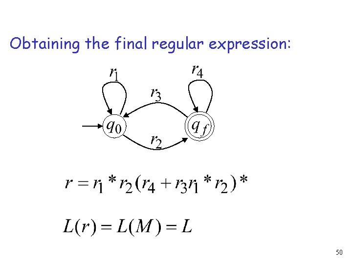 Obtaining the final regular expression: 50 