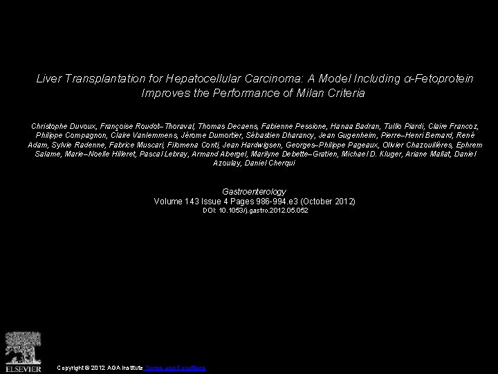 Liver Transplantation for Hepatocellular Carcinoma A Model Including