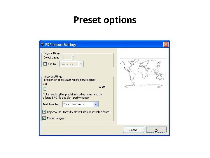 Preset options 