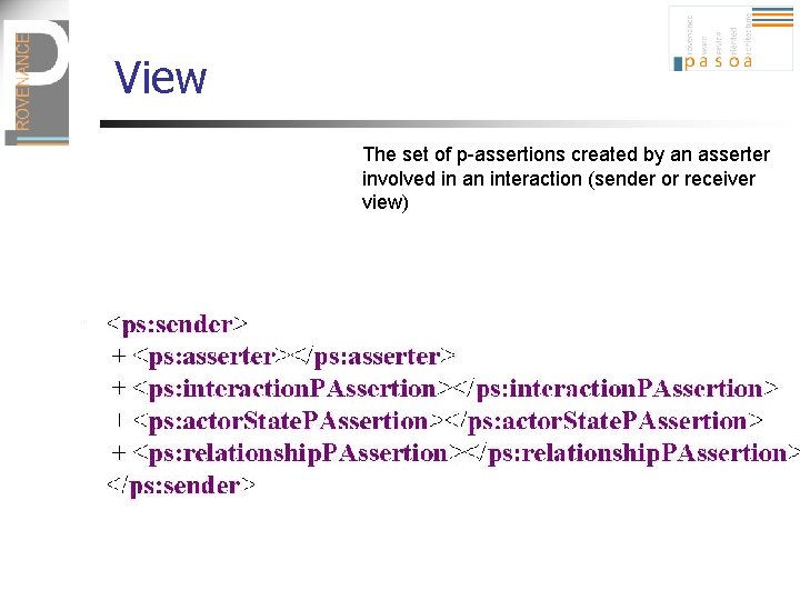 View The set of p-assertions created by an asserter involved in an interaction (sender