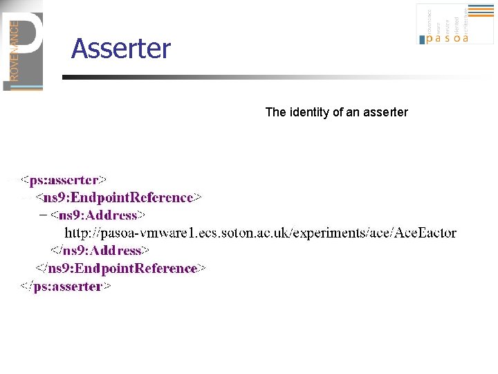 Asserter The identity of an asserter 