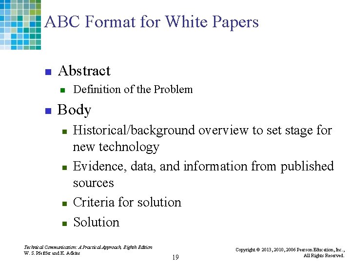 ABC Format for White Papers n Abstract n n Definition of the Problem Body