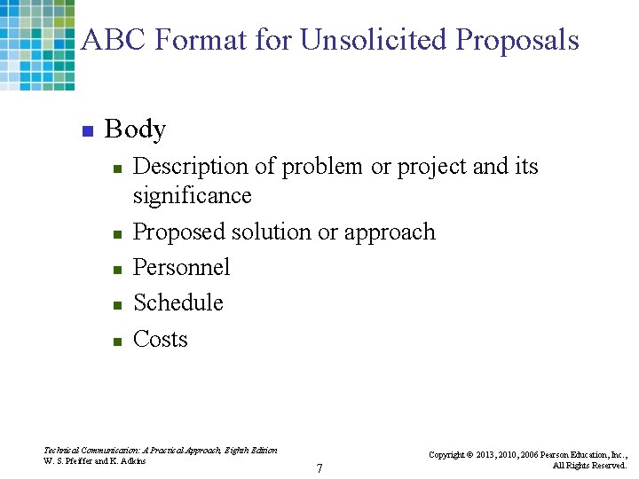 ABC Format for Unsolicited Proposals n Body n n n Description of problem or