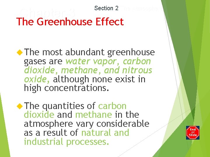 Chapter 3 Section 2 The Atmosphere The Greenhouse Effect The most abundant greenhouse gases