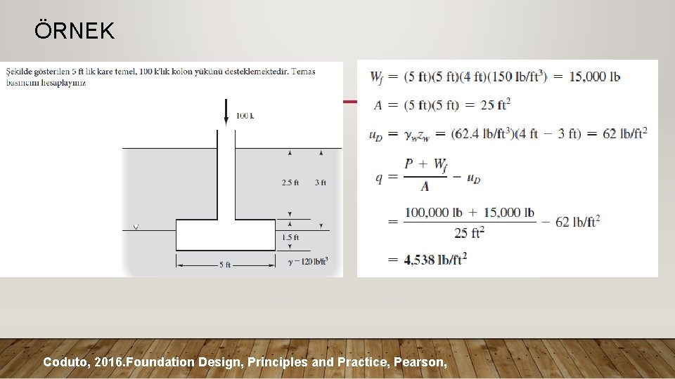 ÖRNEK Coduto, 2016. Foundation Design, Principles and Practice, Pearson, 