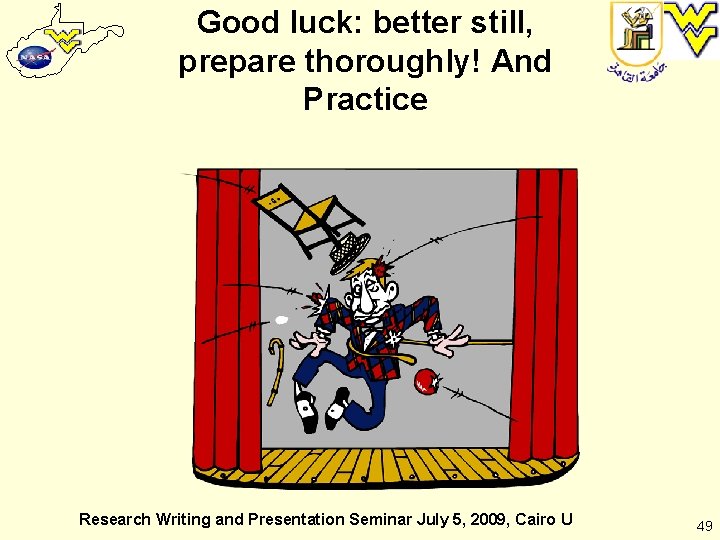 Good luck: better still, prepare thoroughly! And Practice Research Writing and Presentation Seminar July